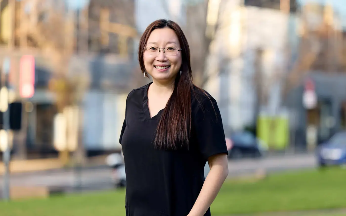 Dr Anna Chau outside the Care Dental Camberwell practice